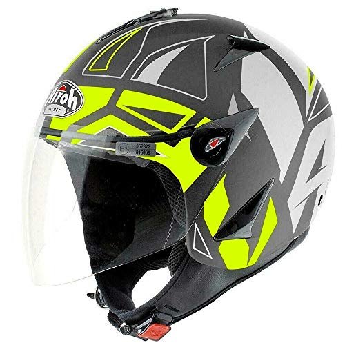 CASCO AIROH JET JT 11 GRIGIO GIALLO FLUO