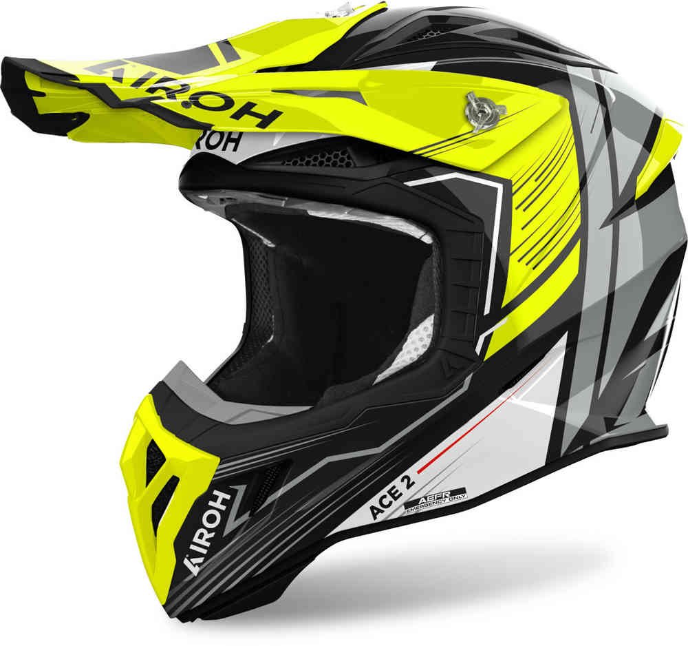 CASCO MOTO CROSS ENDURO AIROH AVIATOR ACE 2 ENGINE - GIALLO - immagine 2