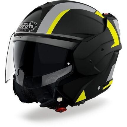 CASCO Moto MODULARE AIROH MATHISSE EXPLORE NERO GIALLO FLUO