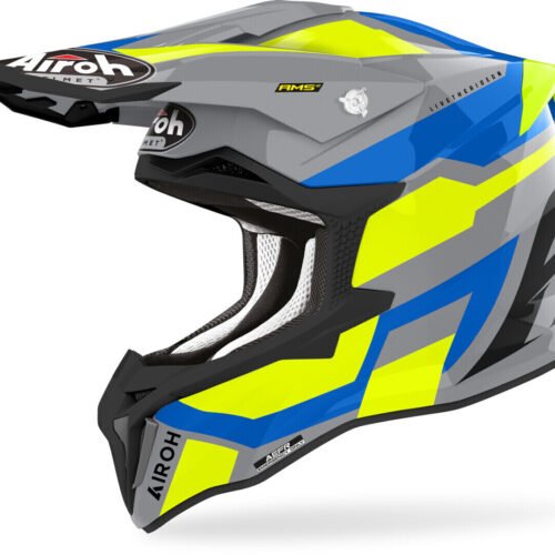 CASCO AIROH STRYCKER BLAZER YELLOW/BLU GLOSS