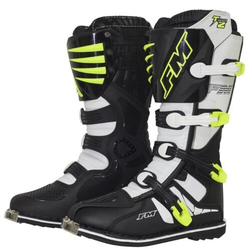 Stivali Moto Cross Enduro Fm Racing THUNDER 2 ENDURO Bianco Giallo Fluo