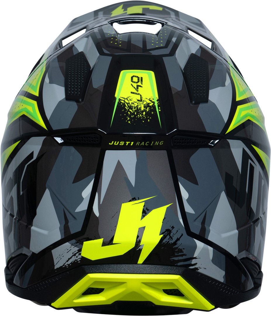 Casco Moto Cross Enduro Just1 J40 Shooter Camo Giallo Fluo Nero - immagine 3