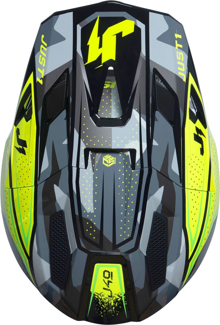 Casco Moto Cross Enduro Just1 J40 Shooter Camo Giallo Fluo Nero - immagine 2