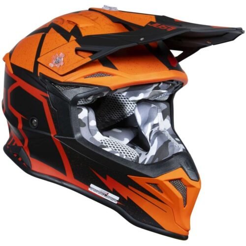 Casco Just1 J39 Poseidon Fluo Arancio Rosso Nero