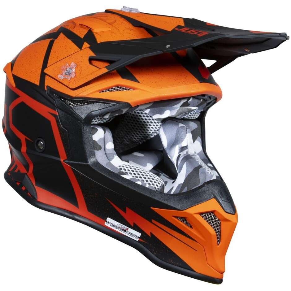 Casco Just1 J39 Poseidon Fluo Arancio Rosso Nero