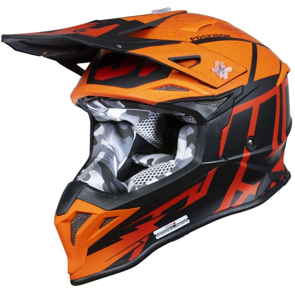 Casco Just1 J39 Poseidon Fluo Arancio Rosso Nero - immagine 4