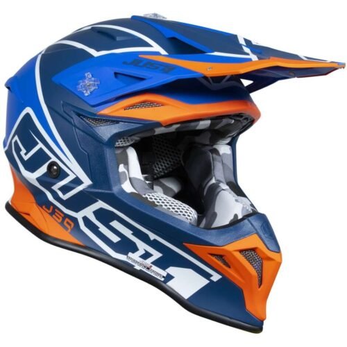 Casco Just1 J39 Thruster Bianco Fluo Arancio Blu