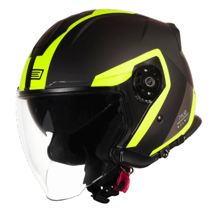casco moto jet nero e giallo fluo origine