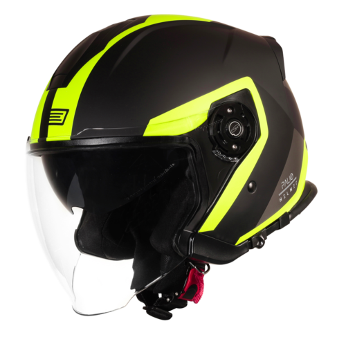 casco moto jet nero e giallo fluo origine
