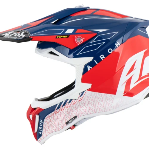 CASCO AIROH STRYCKER ROSSO BLU GLOSS