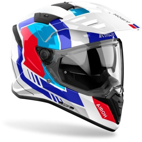 Casco Moto Integrale Adventure Airoh Bandit Horne White/Blue/Red Gloss