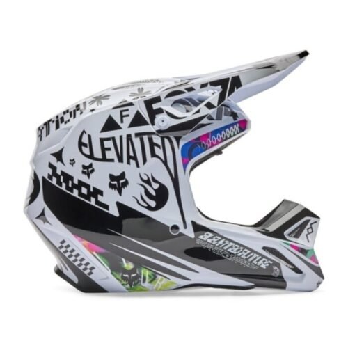 Casco Moto Cross Enduro Fox V1 Image Cosmo White Black