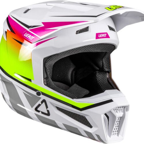 casco moto leatt bianco fucsia