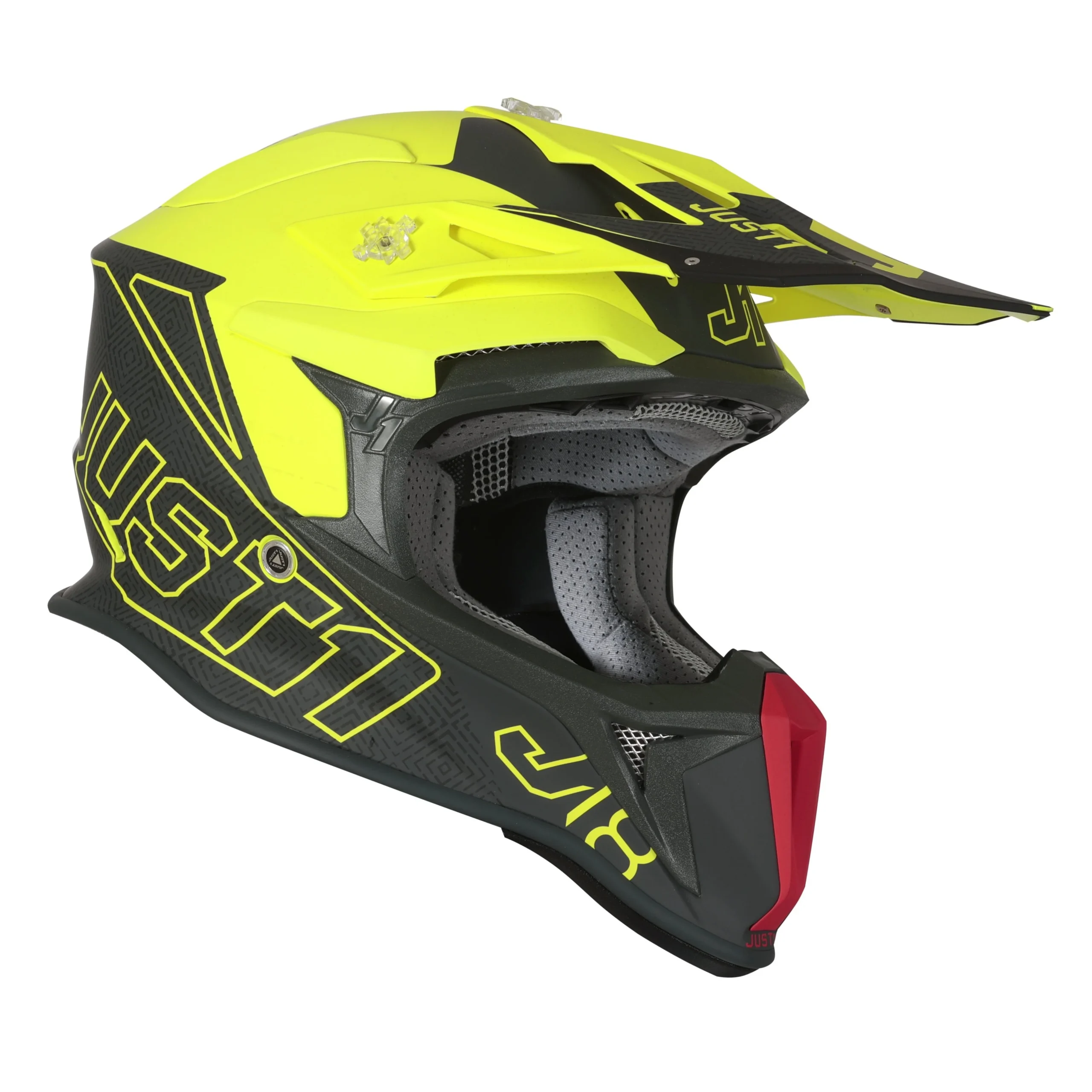 Casco Moto Cross Enduro JUST1 J18 Vertigo Rosso Grigio Giallo Fluo - immagine 5