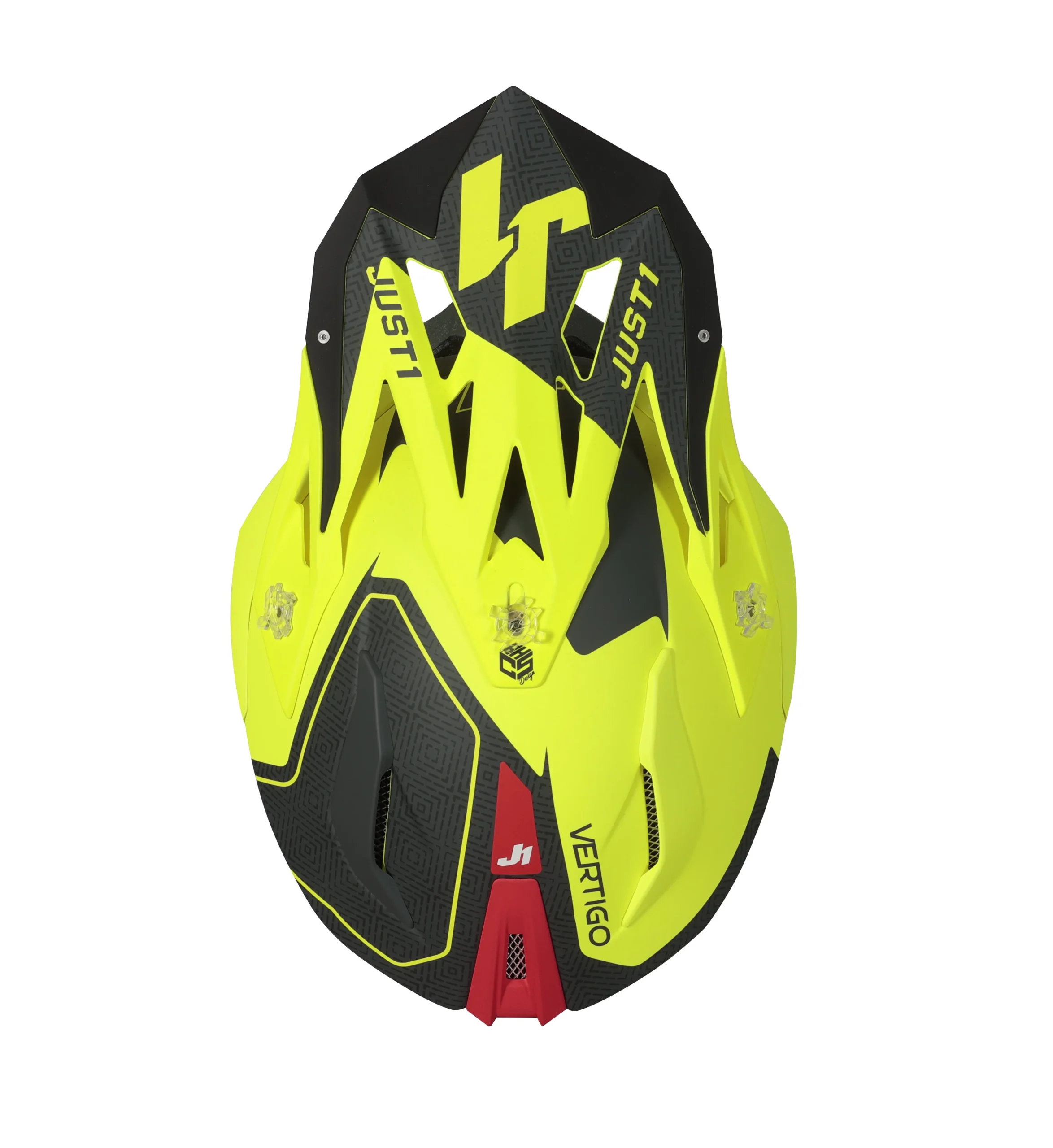 Casco Moto Cross Enduro JUST1 J18 Vertigo Rosso Grigio Giallo Fluo - immagine 3