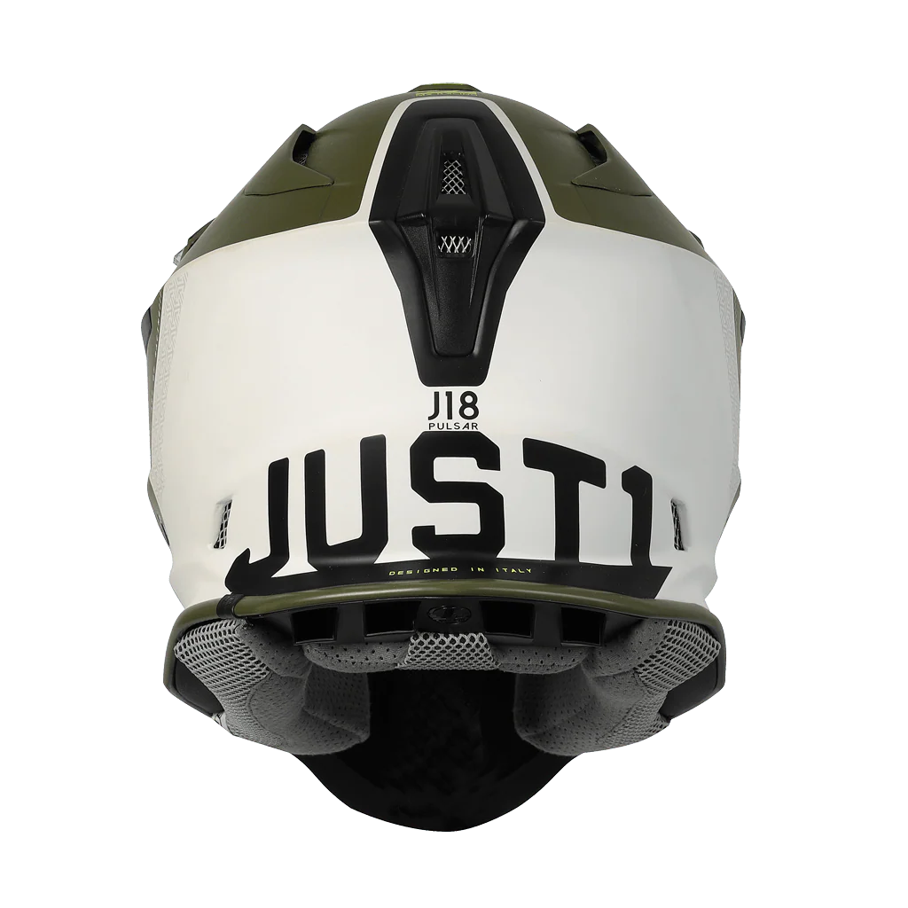 Casco Moto Cross Enduro JUST1 J18 MIPS Pulsar Matt Verde Army Nero Bianco - immagine 5