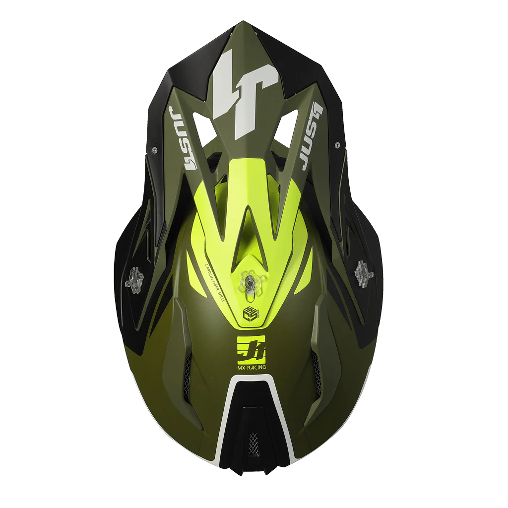 Casco Moto Cross Enduro JUST1 J18 MIPS Pulsar Matt Verde Army Nero Bianco - immagine 4