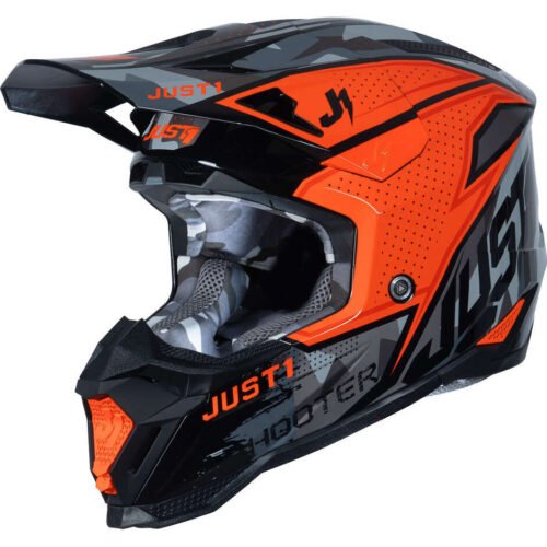Casco Moto Cross Enduro JUST1 J-40 Shooter Camo Orange Black