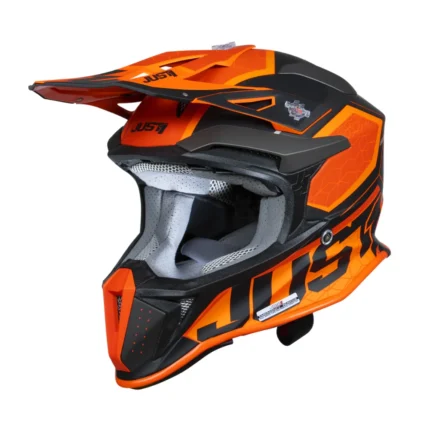 Casco Moto Cross Enduro JUST1 J18-F HEXA Orange Titanium Black